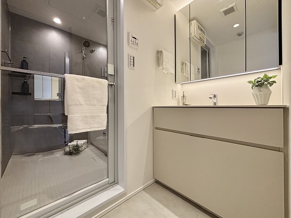 南青山パークマンション_清潔感のあるパウダールームの写真