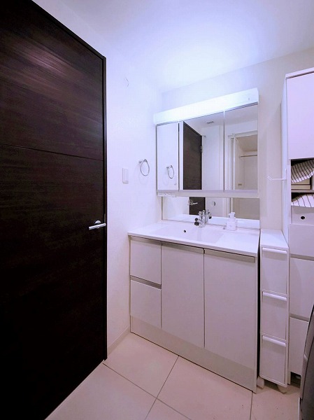 代々木ヒルズ_ミラーキャビネット式の洗面化粧台の写真