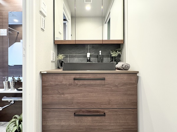 ラコント新宿セントラルパークアパートメント_大きな洗面化粧台の写真