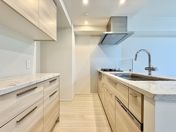 パークホームズ三軒茶屋一丁目_カップボード付きキッチンスペースの写真