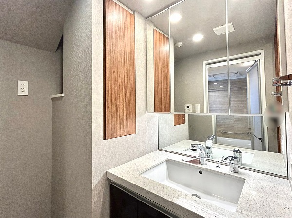 オープンレジデンシア代々木上原_収納力のある洗面化粧台の写真