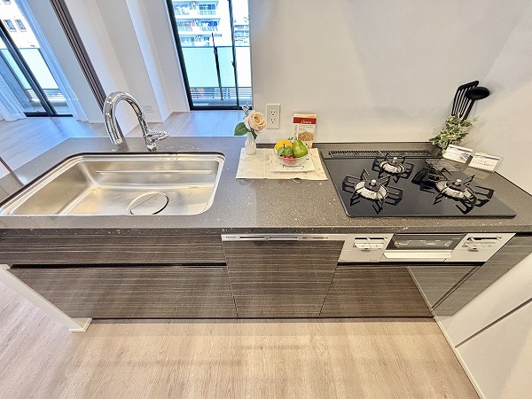 オープンレジデンシア小石川播磨坂_石調デザインのキッチンの写真